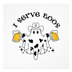Jag serverar Boos! Bartender spöklik Fototryck