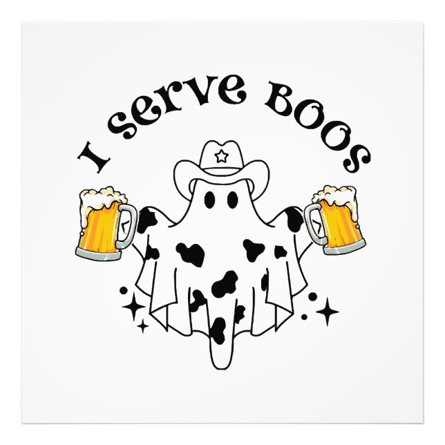 Jag serverar Boos! Bartender spöklik  Fototryck (Framsidan)