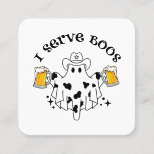 Jag serverar Boos! Bartender spöklik Fyrkantigt Visitkort