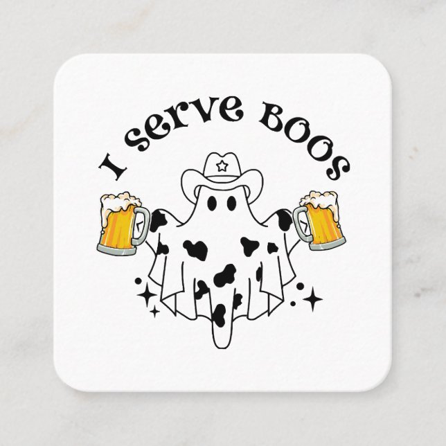 Jag serverar Boos! Bartender spöklik  Fyrkantigt Visitkort (Framsida)