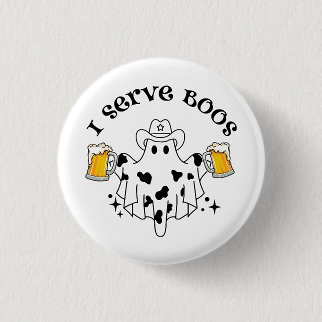 Jag serverar Boos! Bartender spöklik  Knapp (Framsida)