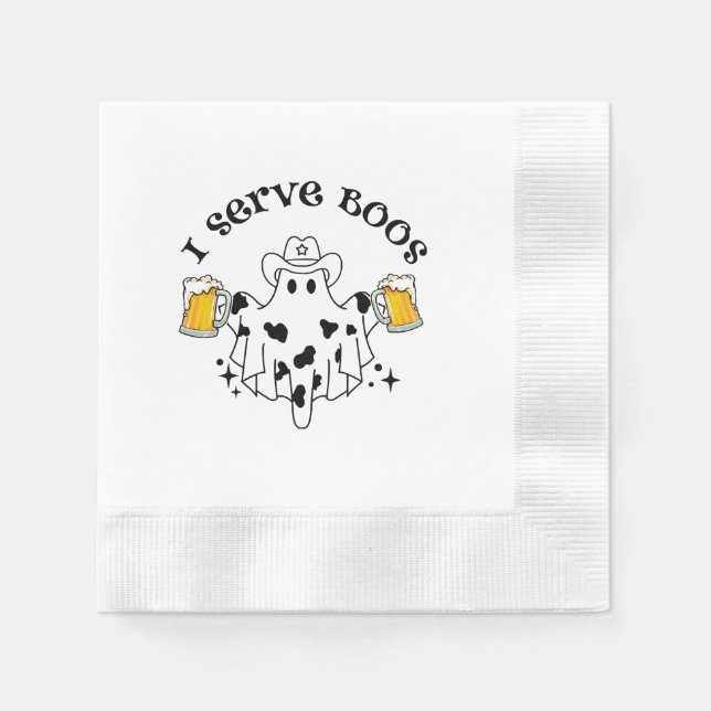 Jag serverar Boos! Bartender spöklik Pappersservett (Framsidan)