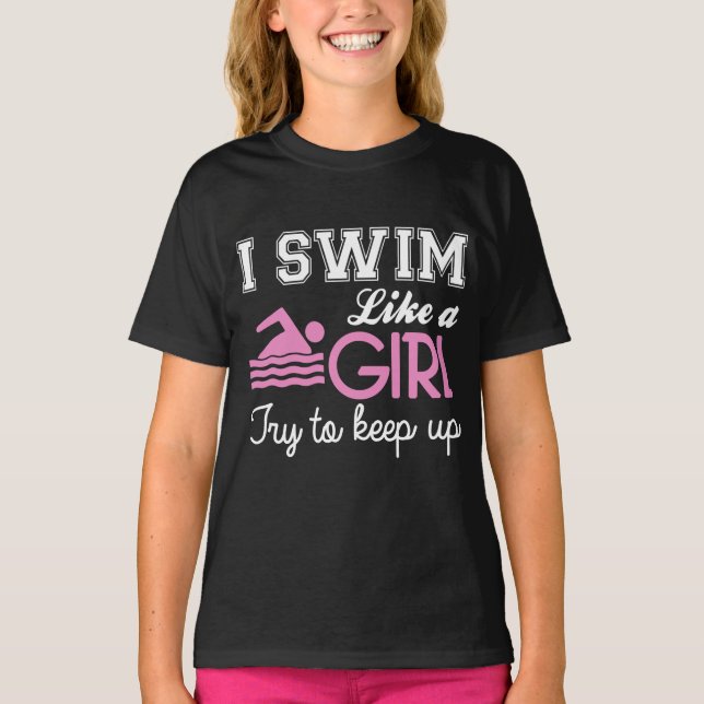 Jag simmar något liknande en flicka t-shirt (Framsida)