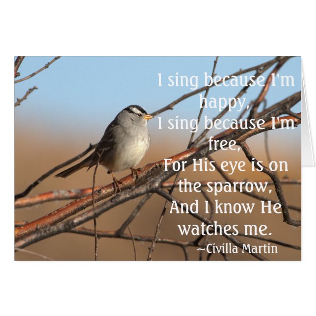 Jag sjunga för att jag är lycklig Sparrow Hälsningskort (Framsidan Horizontal)