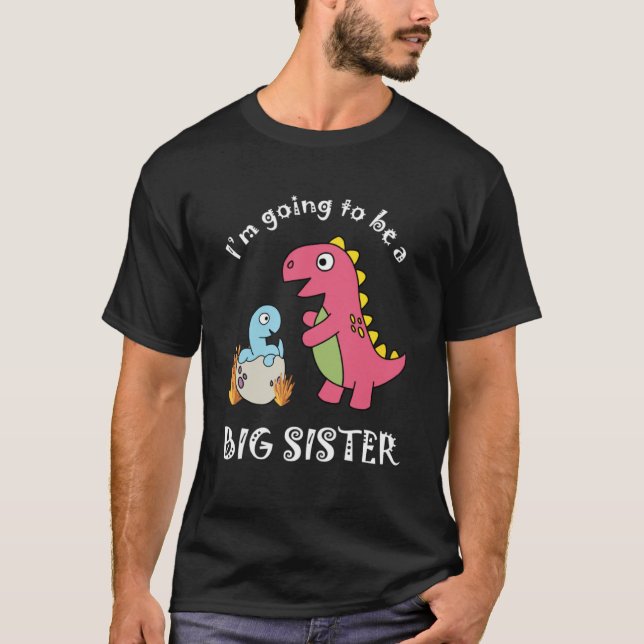 Jag ska bli en stor syster Dinosaur-barnannoun T Shirt (Framsida)
