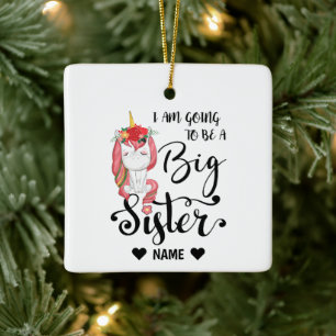 Jag ska bli en stor syster julgransprydnad keramik
