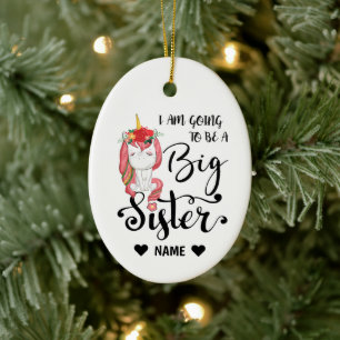Jag ska bli en stor syster julgransprydnad keramik