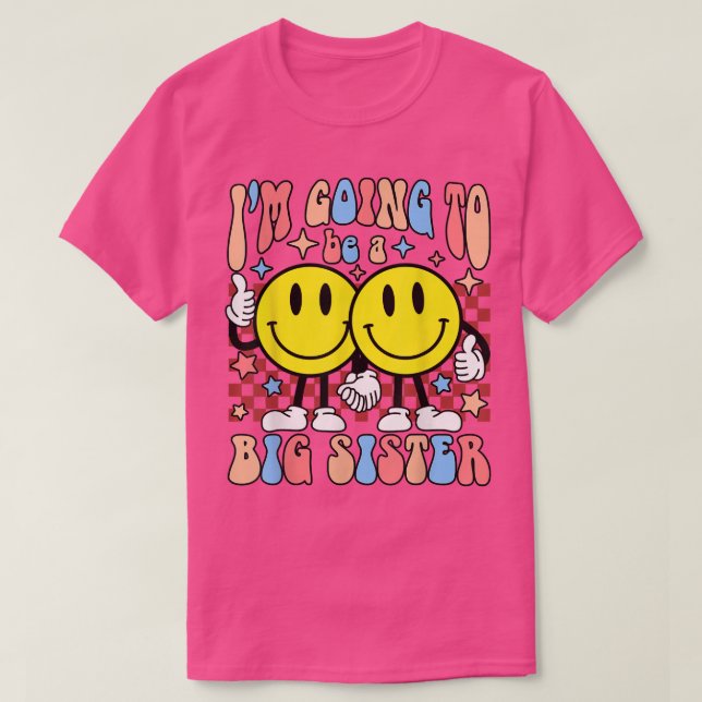 Jag ska bli en stor syster Lycklig Ansikte Siste T Shirt (Design framsida)