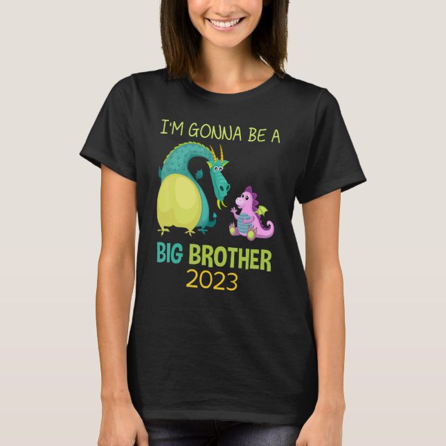 Jag ska bli en storebror 2023 Boys Dragon T Shirt (Framsida)