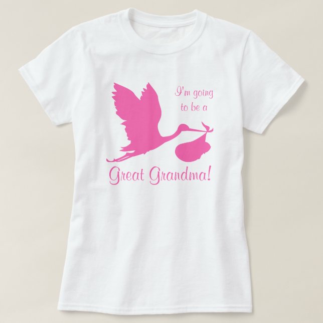 Jag ska bli en Underbar mormor Shock rosa Stork Tee (Design framsida)