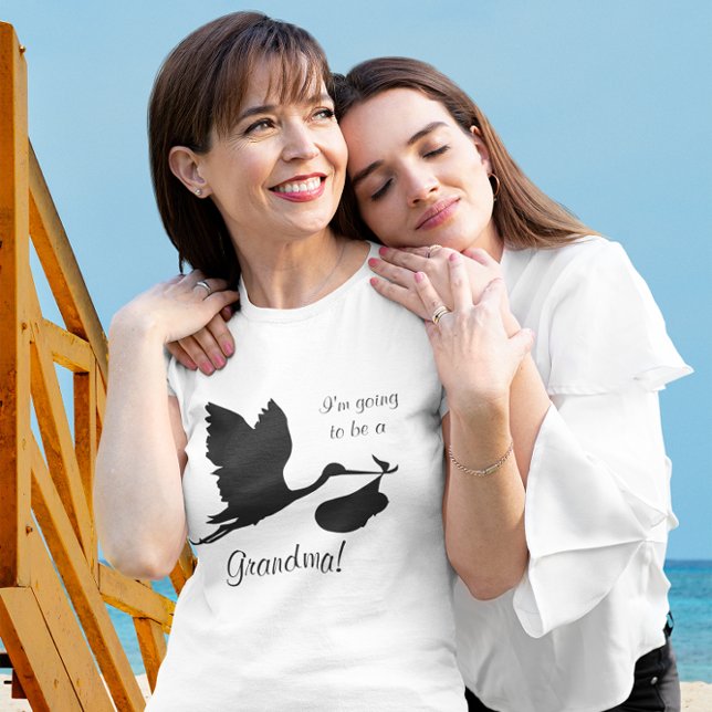 Jag ska bli mormor Black Stork Tröja (I'm Going to be a Grandma Black Stork T-Shirt)