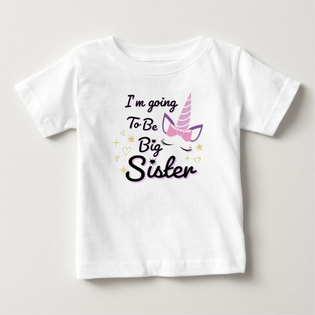 Jag ska bli stor syster, enhörning Baby T-Shirt (Framsida)