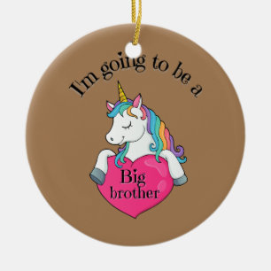 Jag ska bli storebror Unicorn Pojke eller Julgransprydnad Keramik