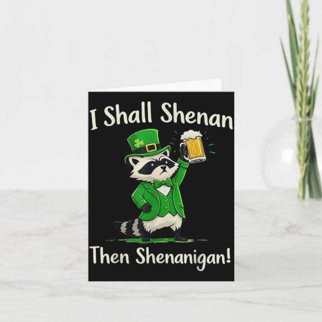Jag ska busa busa tvättbjörn st patricks dag kort (Framsida)
