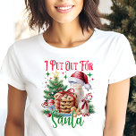 Jag ska gå ut till jultomten. t shirt<br><div class="desc">Lägg till en gnutta fräckt humor till din julhelg med den här leksaken "Jag satte ut för tomten"-garantin. Den här skjortan är en festlig scen av kakor, mjölk, och en julhatt, en roligt och ett lätt sätt att fira jul. Det är perfekt för dem som uppskattar lite stygg humor blandad...</div>