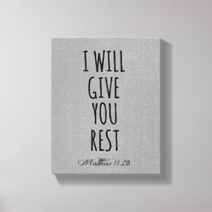 Jag ska ge dig vila Bible Verse Scripture Canvastryck