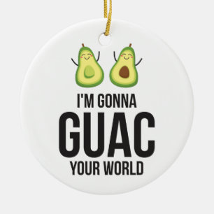 Jag ska Guac din världsfinniga Guacamole Avocado Julgransprydnad Keramik