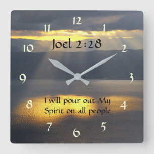 Jag ska hälla ut min själ Joel 2 28, Bible Verse Fyrkantig Klocka