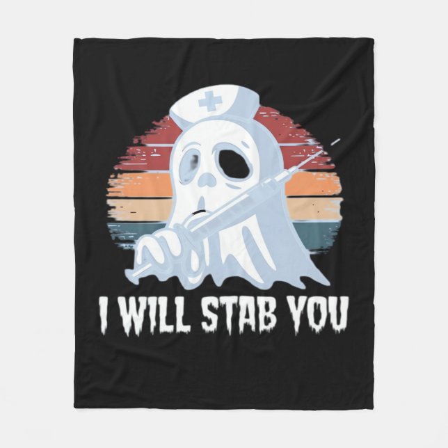 Jag ska kniva dig, Ghost Nurse Halloween Vin Fleecefilt (Framsidan)