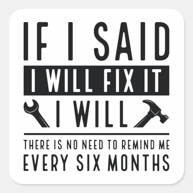 Jag ska laga det fyrkantigt klistermärke (Framsida)