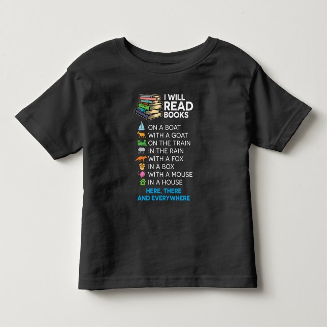 Jag ska läsa bokar på en båt och överallt läsa t shirt (Framsida)