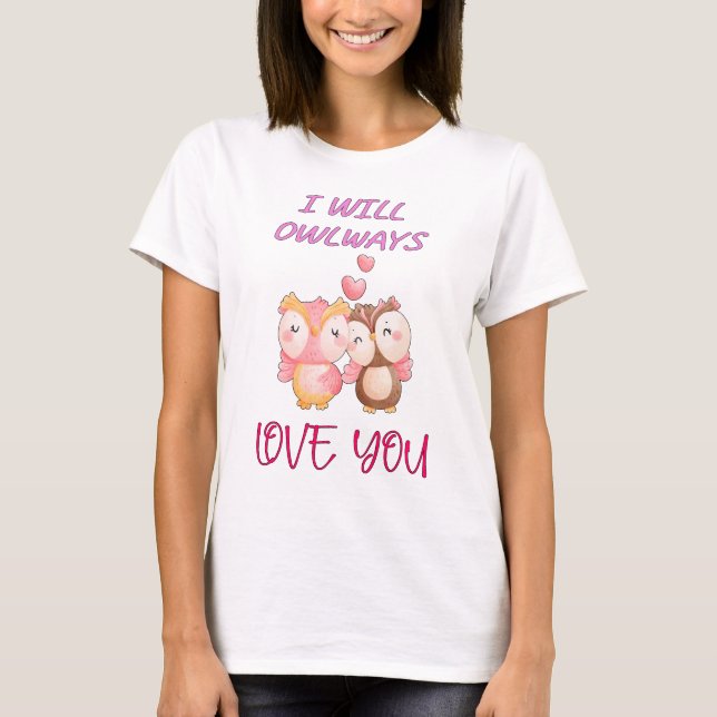 Jag ska Owlways Kärlek You Valentine Day par T Shirt (Framsida)