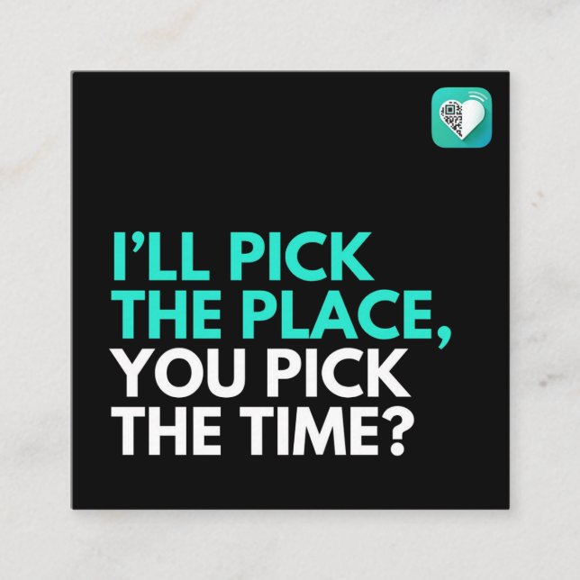 Jag ska plocka, din plocka? fyrkantigt visitkort (Framsida)