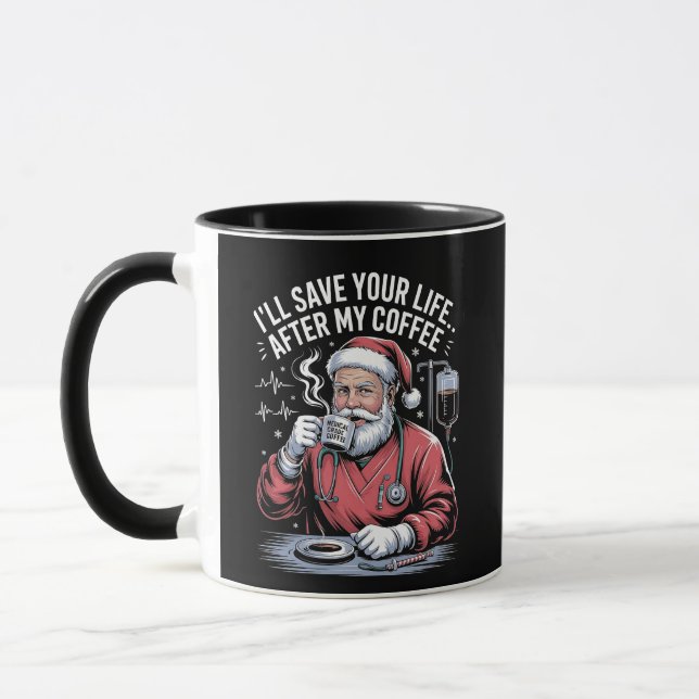 Jag ska rädda ditt liv efter min julkaffe Santa Xm Mugg (Vänster)