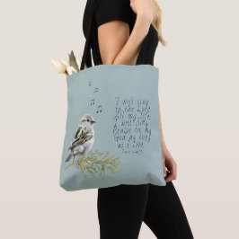 Jag ska Sjunga till Lord Psalm Bird Art Christian Tygkasse