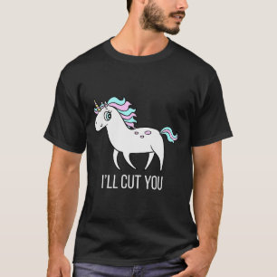 Jag ska skära dig! Rolig enhörning humor t-shirt p