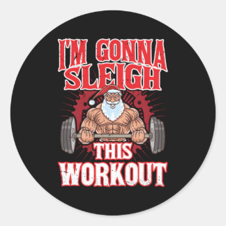 Jag ska ta den här Jultomten-gymmen Merr. Runt Klistermärke