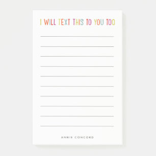 Jag ska text detta till dig för fodrat roligt post-it block