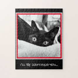 Jag ska titta på dig!  Cute Black Kitten Pussel