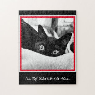 Jag ska titta på dig! Cute Black Kitten Pussel