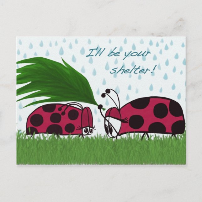 Jag ska vara din Shelter Ladybug Illustration Vykort (Framsida)