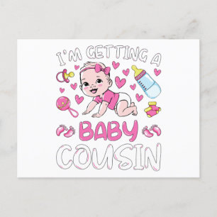 Jag skaffar en Baby Cousin Girl Gender Reveal Vykort
