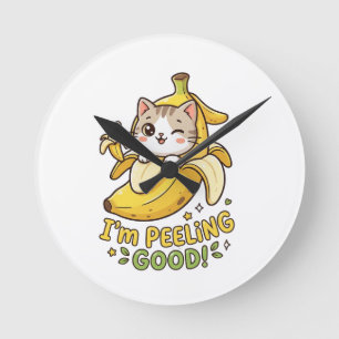 Jag Skalar Gott - Rolig Kawaii Banankatt Puns Rund Klocka