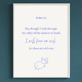 Jag skall icke frukta något ont Psalm 23:4 Kristet Poster