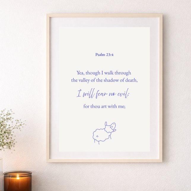 Jag skall icke frukta något ont Psalm 23:4 Kristet Poster (Skapare uppladdad)