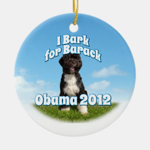 Jag skäller för Barack, Bo den första hunden Ob Julgransprydnad Keramik