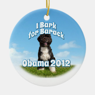 Jag skäller för Barack, Bo den första hunden Obama Julgransprydnad Keramik