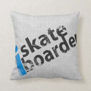 jag SkateBoarderGrungetext kudder grå färg för  Kudde