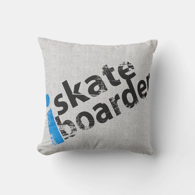 jag SkateBoarderGrungetext kudder grå färg för LT Kudde (Framsida)