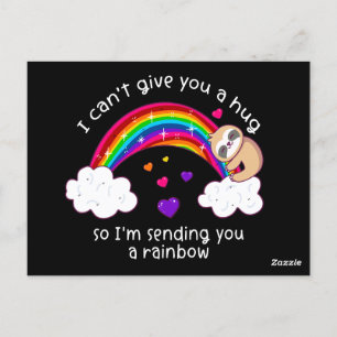 Jag skickar dig en Sloth Hug Rainbow Vykort