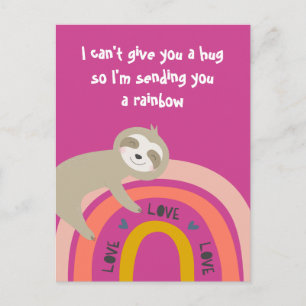 Jag skickar dig ett regnbåge, miss You Sloth Vykort