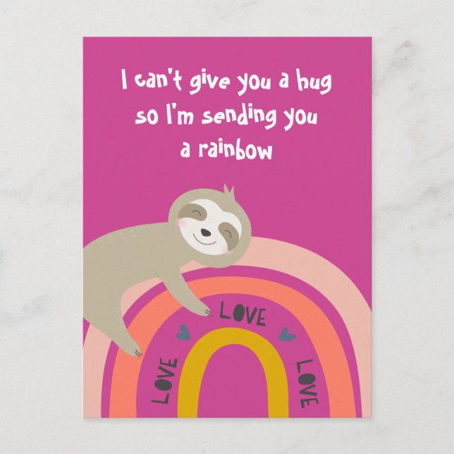 Jag skickar dig ett regnbåge, miss You Sloth Vykort (Framsida)