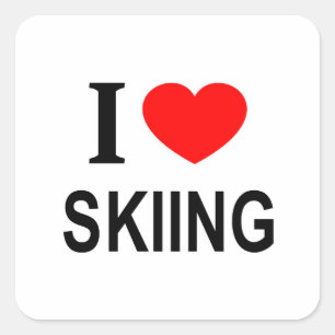 Jag ❤️ SKIDÅKNING JAG ÄLSKAR SKIDÅKNING JAG HJÄRTA Fyrkantigt Klistermärke