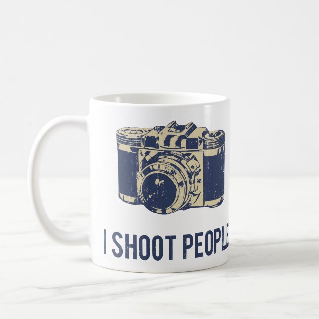 Jag skjuter folk fotografikamera kaffemugg (Vänster)