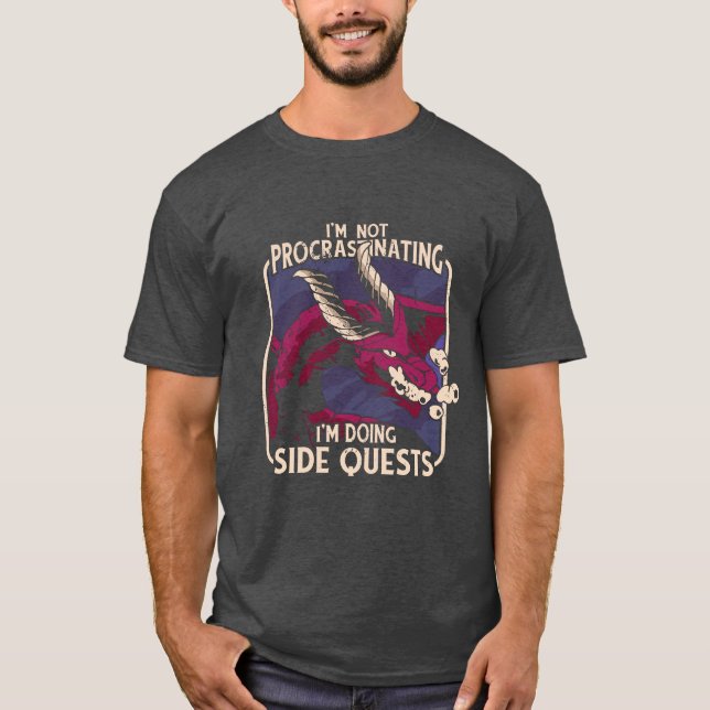 Jag skjuter inte ut Dragon Side Quests T-Shirt (Framsida)