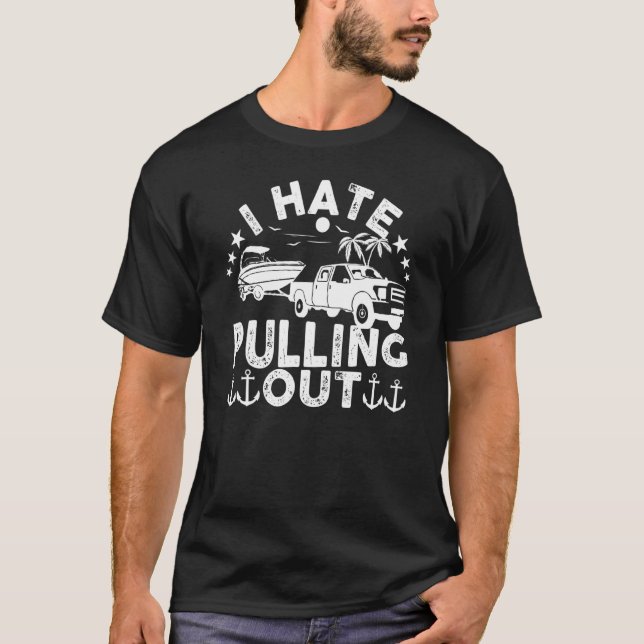 Jag skjuter ut Retro-båtkapten Moto T Shirt (Framsida)